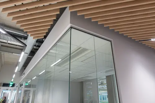 Box- in Box detail met lamellen plafond